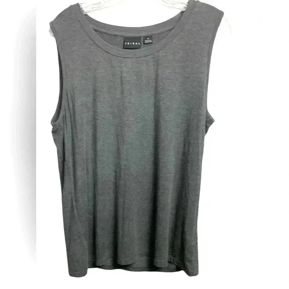 Tribal Sleeveless Tank Top, Soft with Stretch, Gray